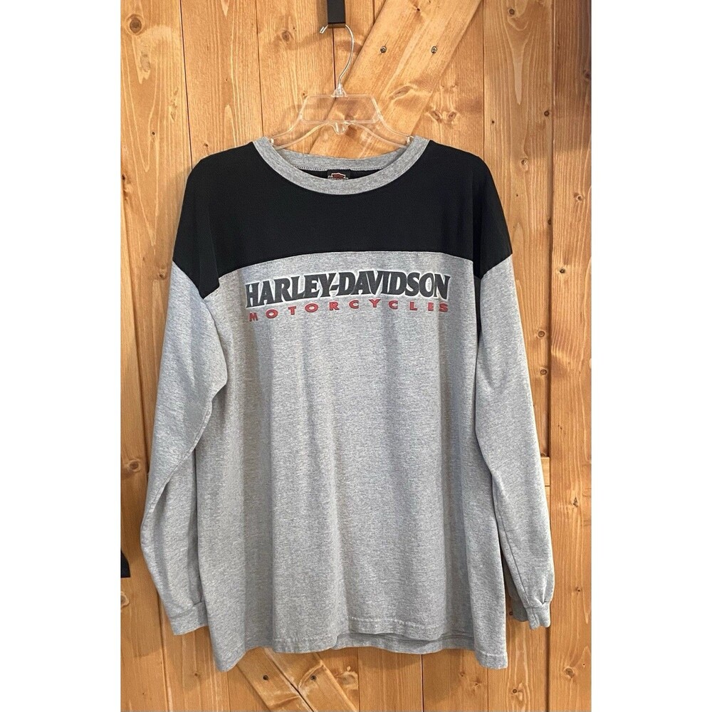 Vtg Harley Davidson Mens Long Sleeve T-Shirt USA Made XL Thunder Mountain